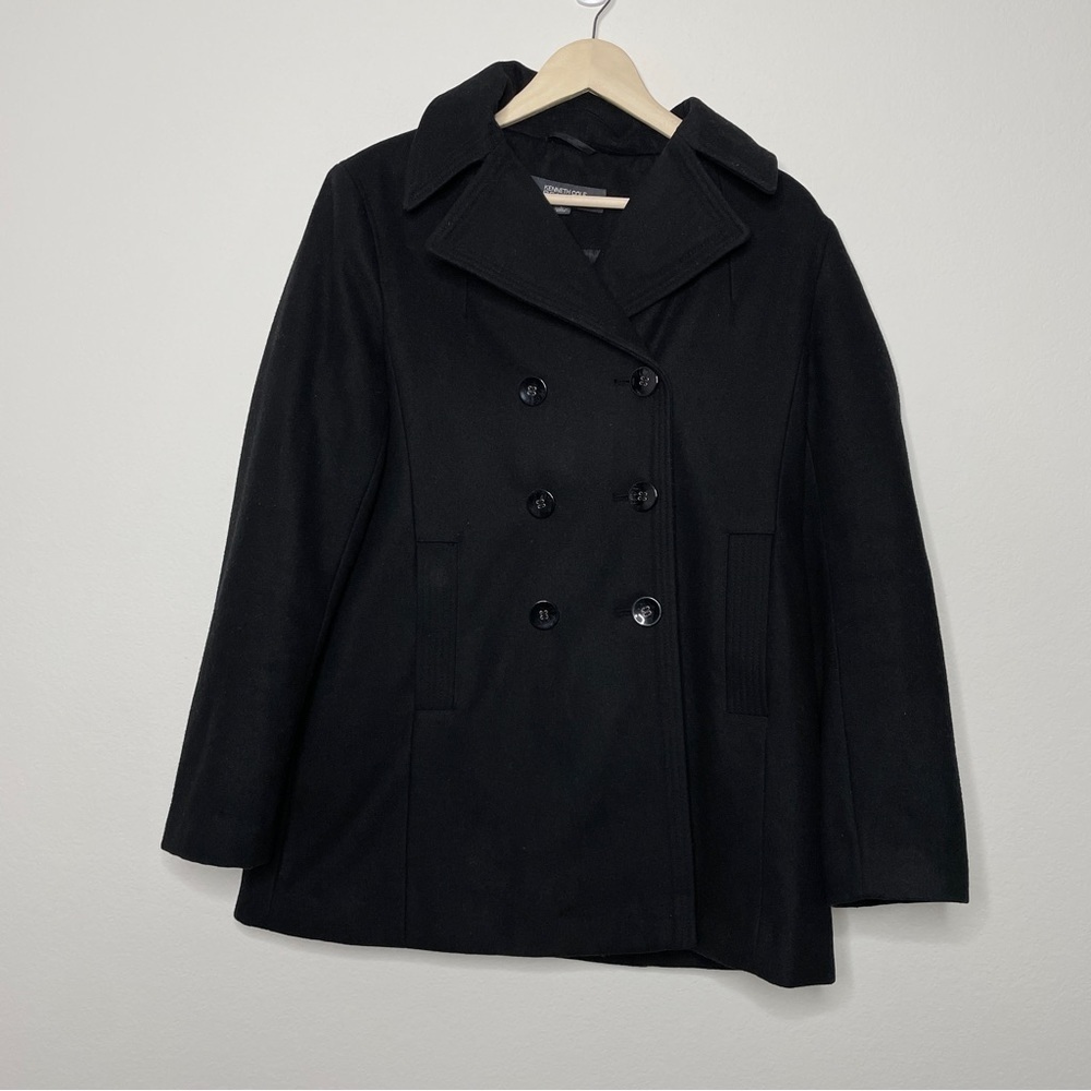 Kenneth Cole Reaction Black Wool Blend Pea Coat